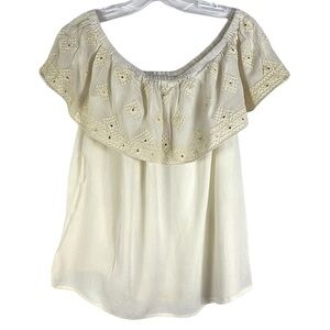 Lovestitch off shoulder sleeveless top w/ mirror embellishments Sz L